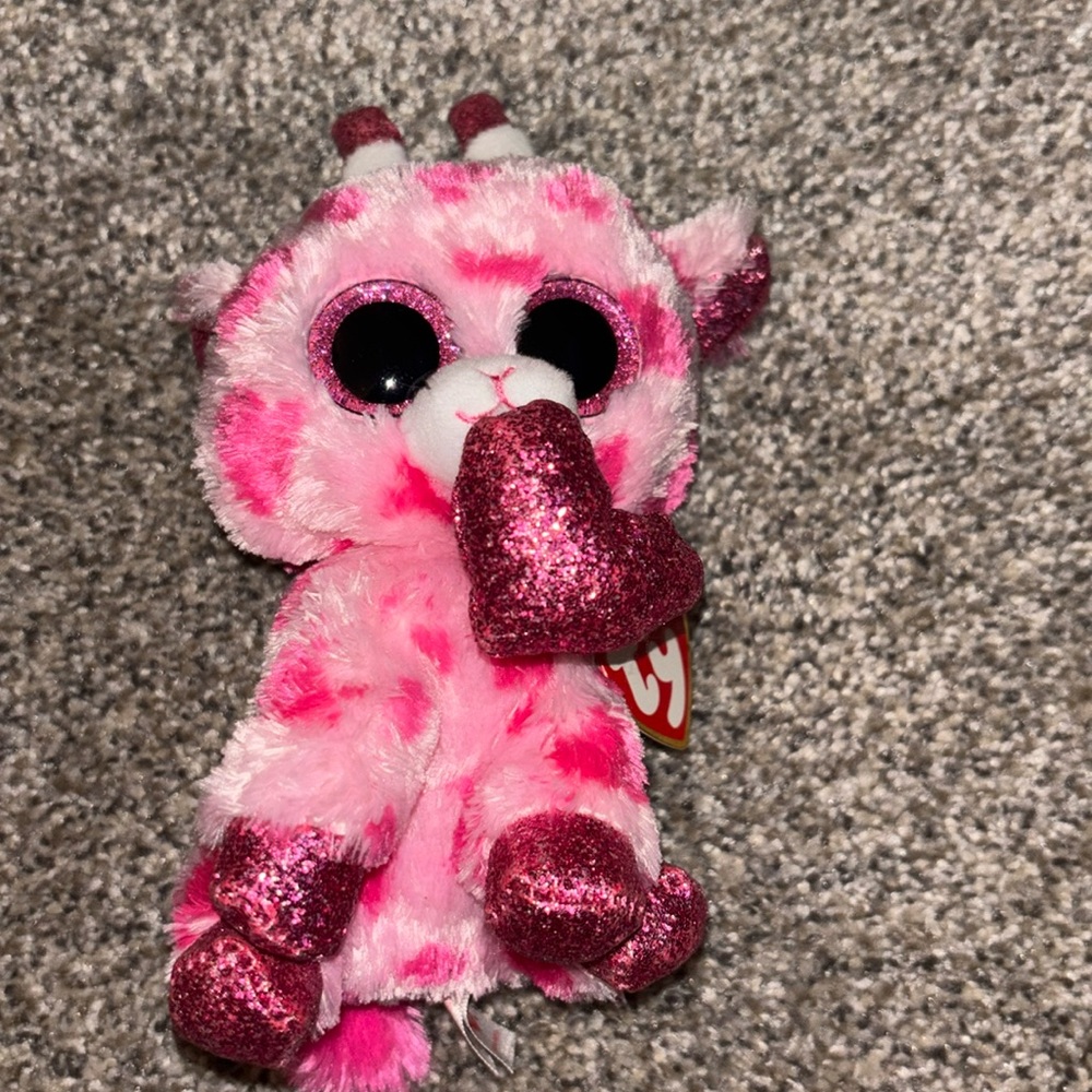 Ty Beanie Boo Sweetums Giraffe Plush 6″ Pink Hearts Valentine NWT